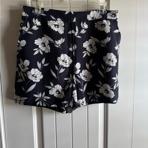 Floral Dark Navy and White Women's Shorts